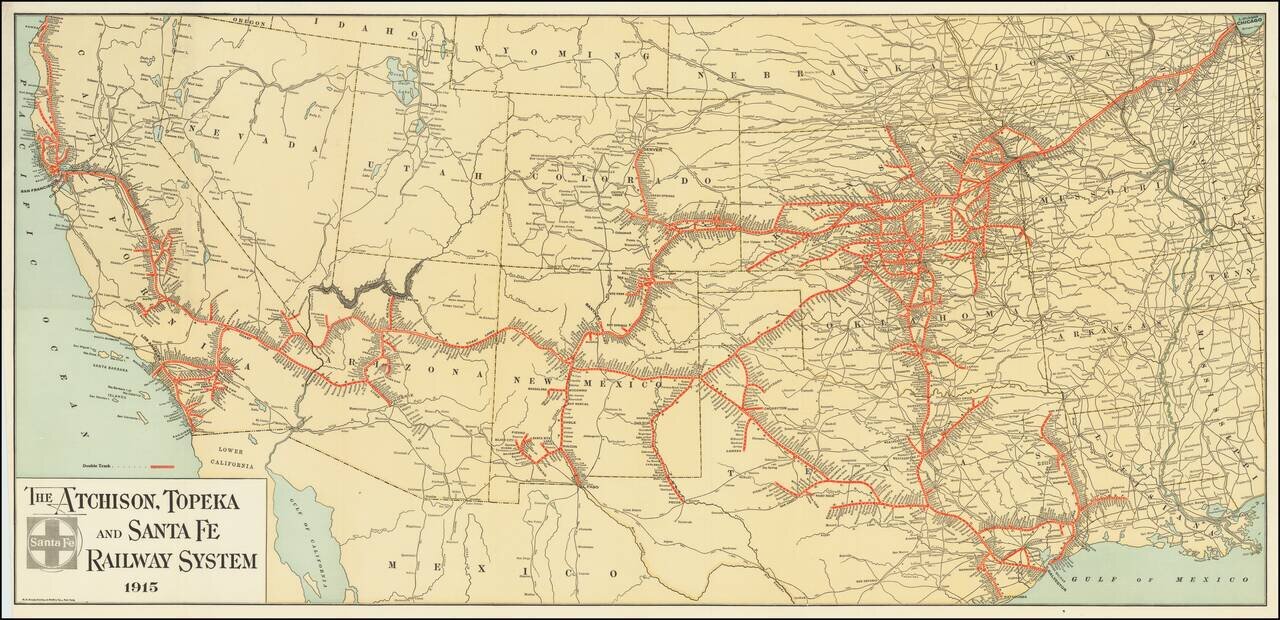 The Atchison, Topeka and Santa Fe Railroad System.  1915