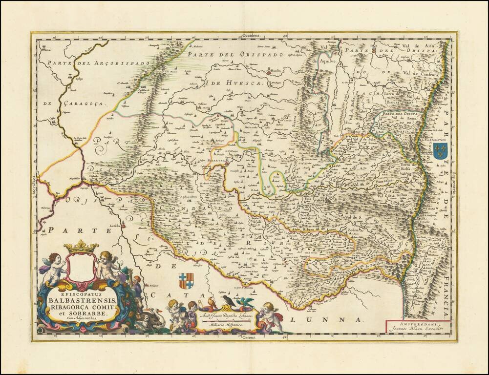 [Heightened with Gold Leaf!]  Episcopatus Balbastrensis, Ribagorca Comit et Sobrarbe cum Adjecentibus