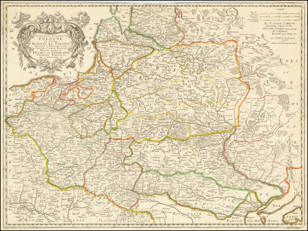 Estats De La Couronne De Pologne ou sont les Royaume de Pologne, Duches et Provinces De Prusse, Cuiave, Mazovie, Russie Noire Yc Duches De Lithuanie, Volynie Podolie &c. De L'Ukraine &c . . . 1703