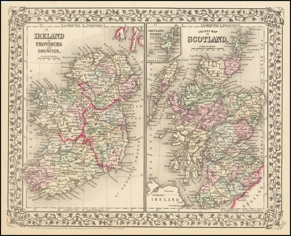 Ireland in Provinces and Counties [with] County Map of Scotland