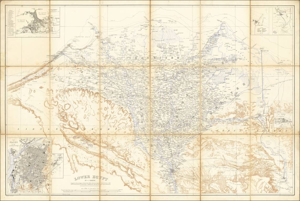 Lower Egypt In 4 Sheets.  Compiled at the Intelligence Branch War Office, from the original French Survey in 1818 by M. Jacotin, from the manuscript of Mahmud Bey and from the most recent information.