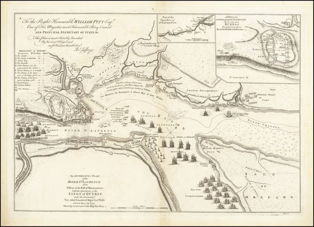 An Authentic Plan of the River St. Laurence from Sillery, to the Falls of Montmorenci, witth the Operations of the Siege of Quebec under the Command of Vice-Adml. Saunders & Major Genl. Wolfe down to the 5 Sepr. 1759 Drawn by a Captain in his Majesties Ar