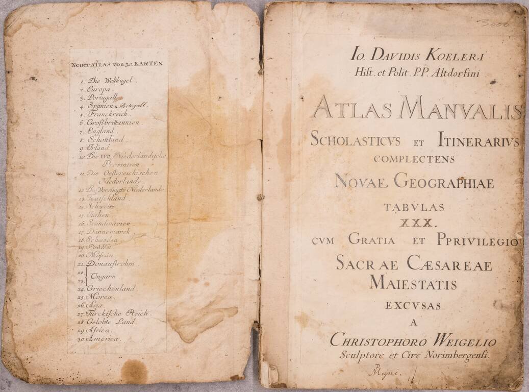 Atlas Manualis Scholasticus et Itinerarius Complectens Novae Geographiae Tabulas XXX cum Gratia et Pprivilegio Sacreae Caesareae Maiestatis Excusas a Christophoro Weigelio Sculptore et Cive Norimbergensi