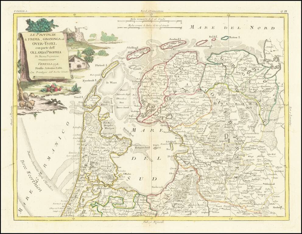 La Provincie di Frisia, Groninga ed Over-Yssel con la parte dell'Ollanda Propria di nuova Projezione . . . 1778