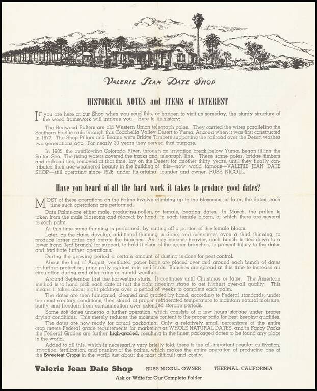 [Imperial & Coachella Valley Advertising Map  -- Valerie Jean Date Shop]