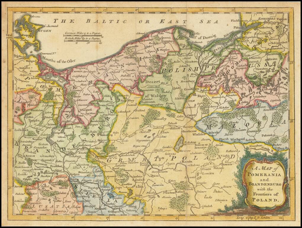 A Map of Pomerania and Brandenburg with the Frontiers of Poland