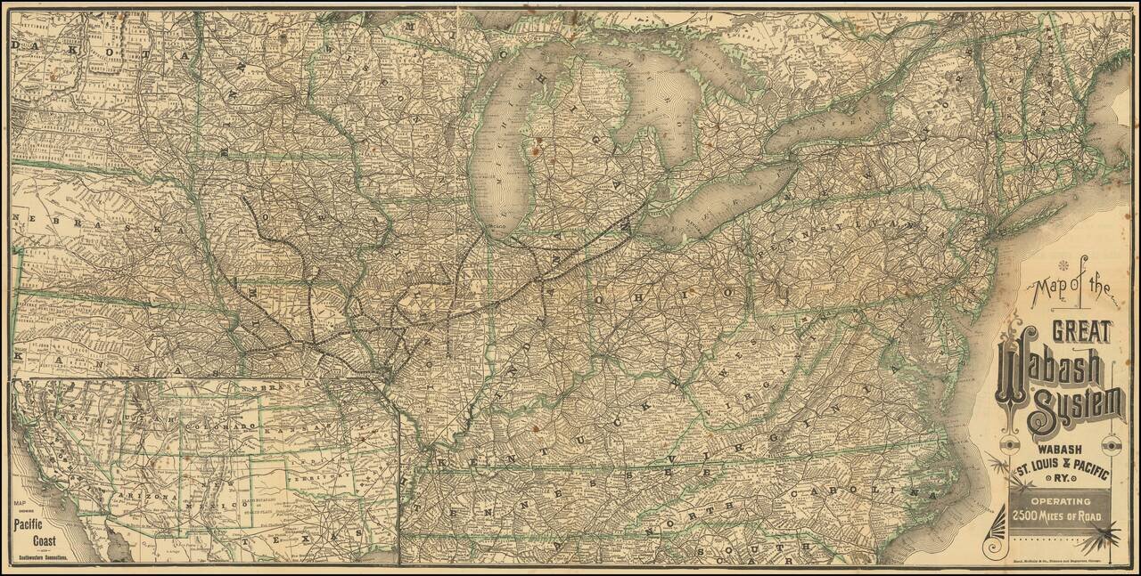 Map of the Great Wabash System -- Wabash St. Louis & Pacific Ry.
