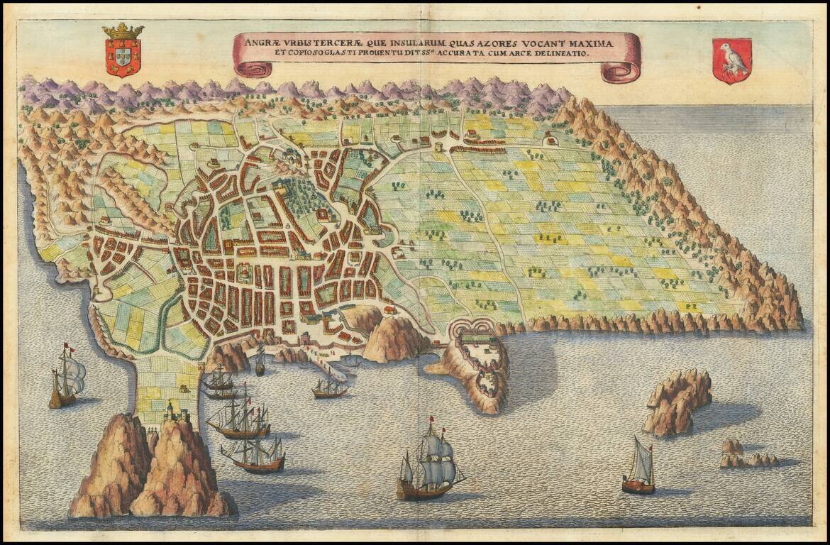 Angrae Urbis Tercerae Quae Insularum Quas Azores Vocant Maxima et Copioso Grlasti Proventu Ditissa Accurata Cum Arce Delineatio