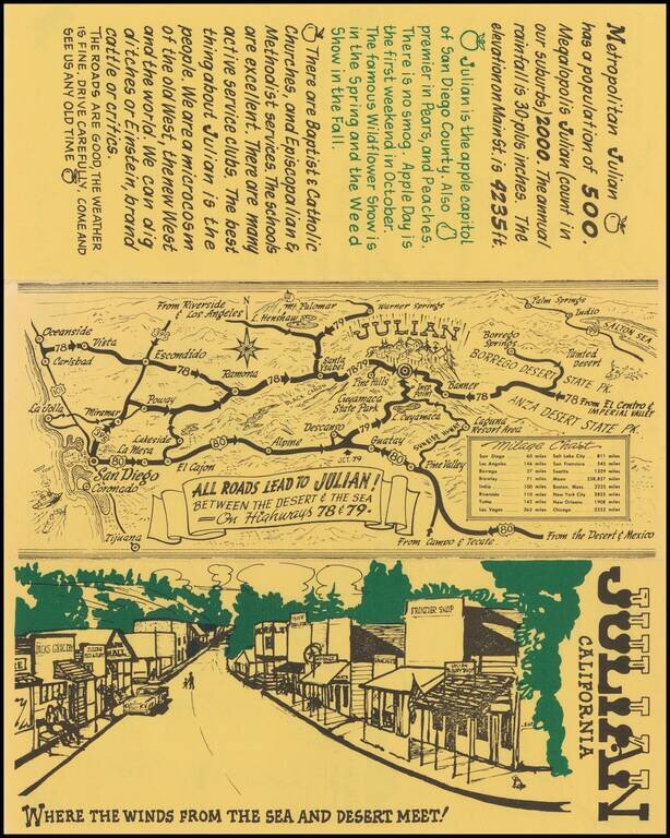 Julian -- Where the Winds from the Sea and Desert Meet!  /  All Roads Lead To Julian! . . .