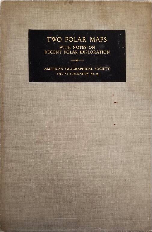 Brief History of Polar Exploration since the Introduction of Flying by W.L.G. Joerg to accompany a Physical Map of the Arctic and a Bathymetric Map of the Antarctic