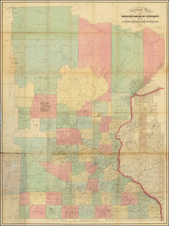 Sectional Map of the Surveyed Portion of Minnesota and the North Western Part of Wisconsin.
