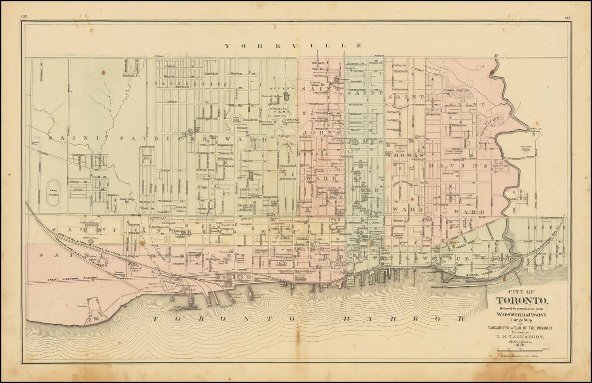 City of Toronto Reduced by permission from Wadsworth & Unwin's Large Map . . . 1875