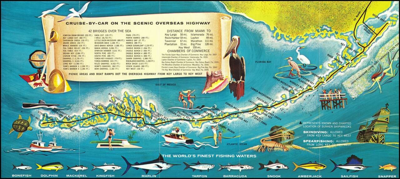 Your treasure map . . . to the sea  Florida Keys and Key West . . .  / Cruise-By-Care On The Scenic Overseas Highway