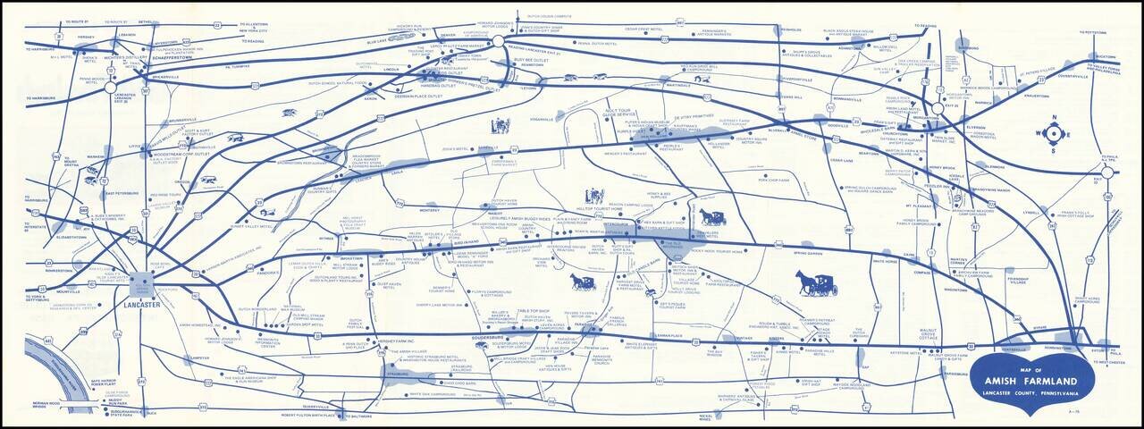 Map of Amish Farmland: Lancaster County, Pennsylvania.