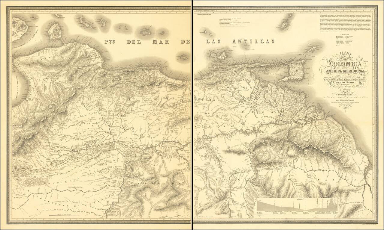 Mapa de una parte del Territorio de Colombia en la America Meridional che comprehende las Nuevas provincias de Coro, Carabobo, Trujillo, Barinas, Achaguas, Caracas, Barcelona y Cumana con parte de lasde Marcaybo, Merida, Casanare y Guayana Por Dn. Felipe 