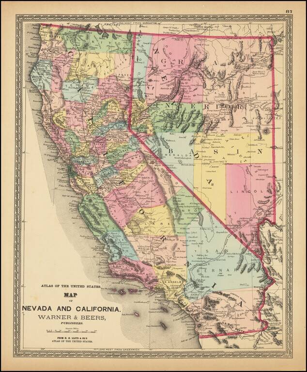 Map of Nevada and California . . .
