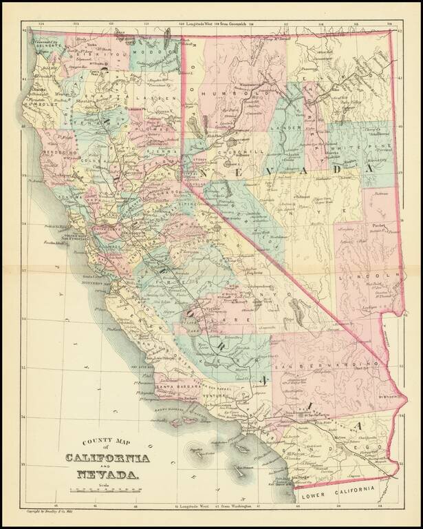 County Map of California and Nevada