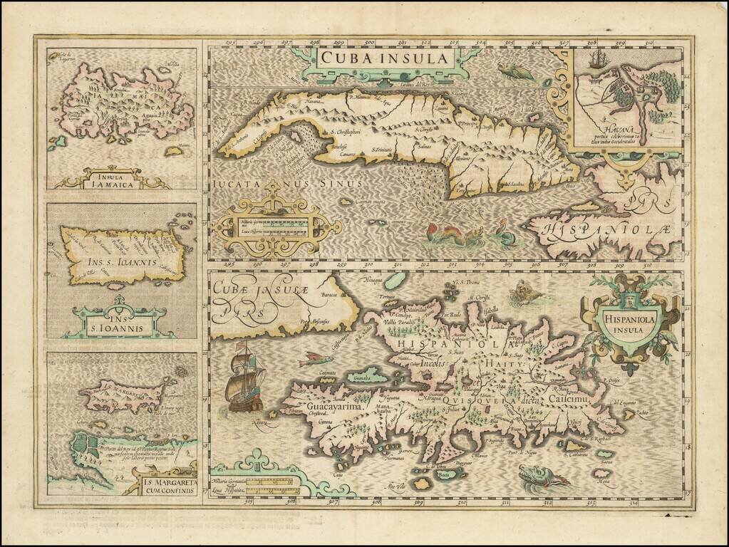 Cuba Insula [with] Hispaniola Insula [with] Insula Jamaica [with] Ins. S. Ioannis [with] I.S. Margareta Cum Confiniis