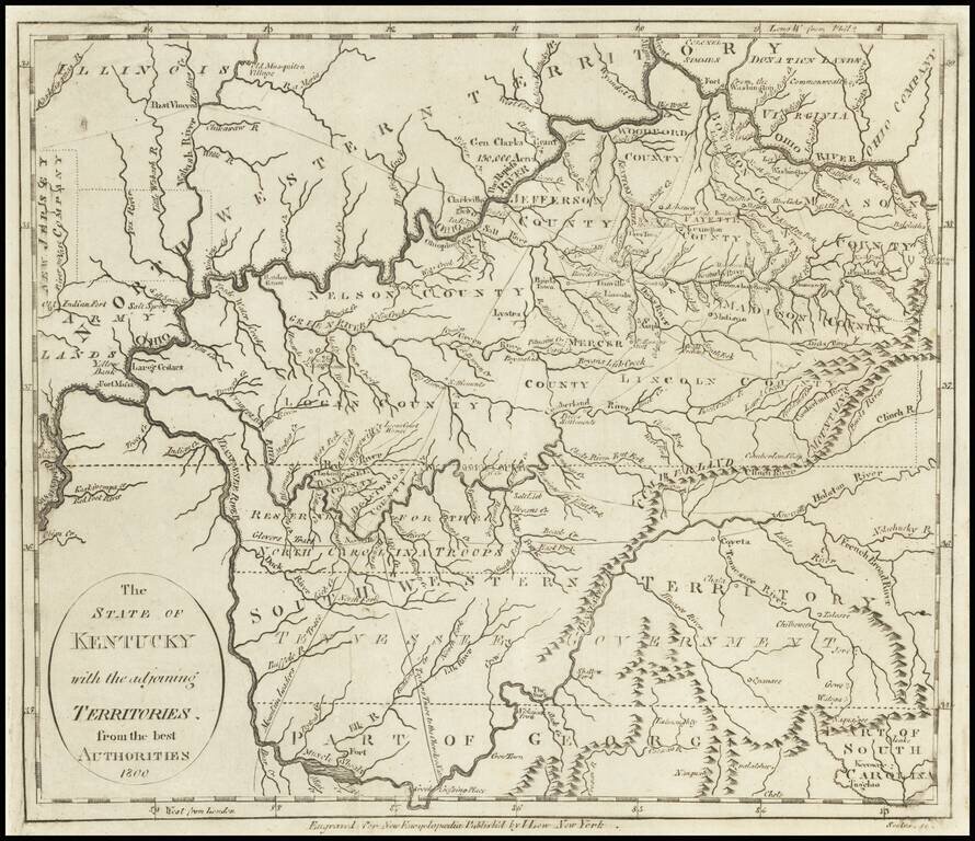 The State of Kentucky with the adjoining Territories from the best Authorities 1800