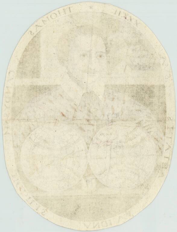 [World Map -- Thomas Cavendish Portrait]  Thomas Candyssh nobilis Anglus aetatis suae XXXII.