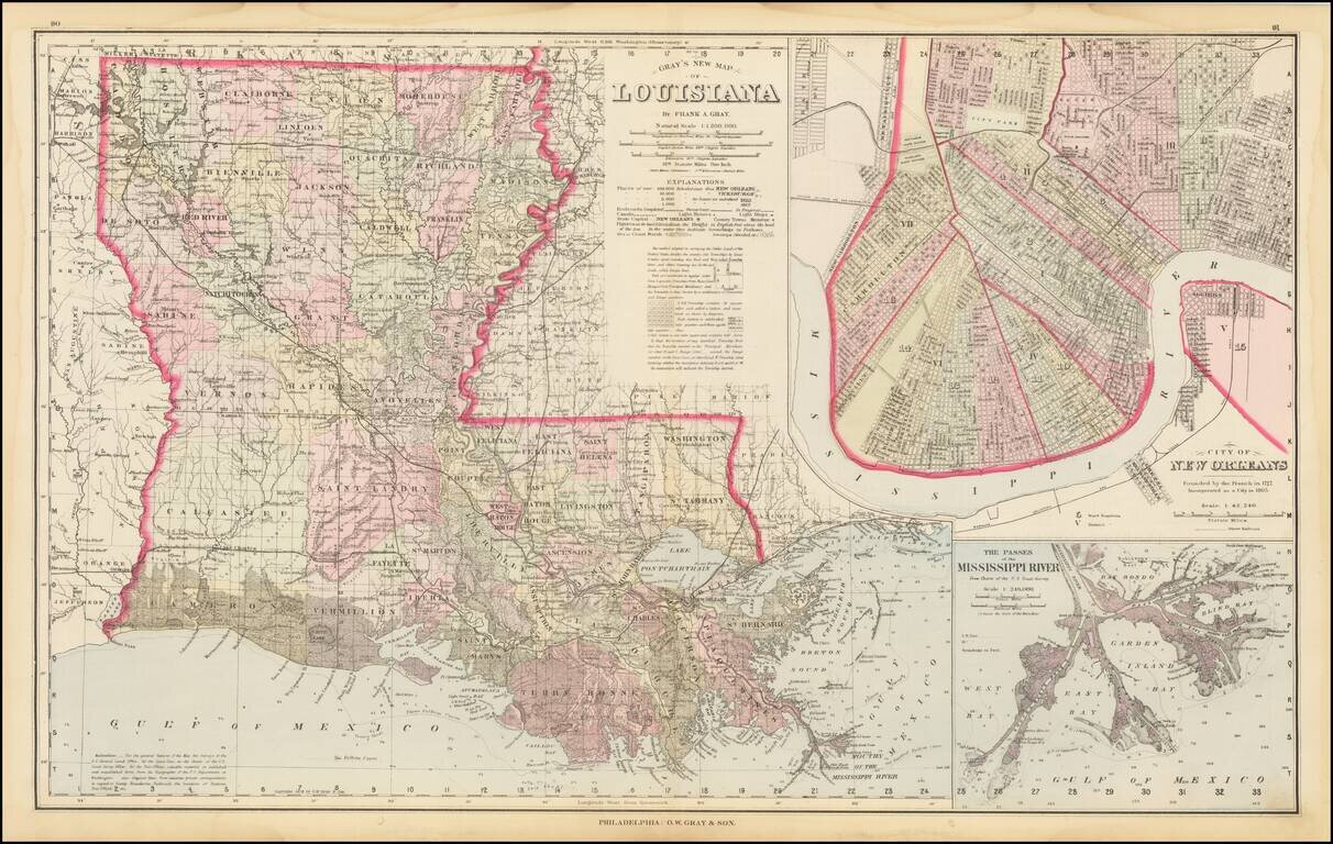 Gray's New Map of Louisiana (Plan of New Orleans)