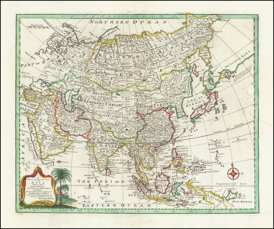 A New & Accurate Map of Asia . . .  [Shows Mythical De Gama's Land!]