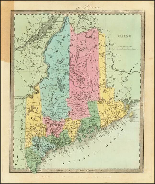 Maine  [showing disputed boundaries as claimed by US, New Brunswick and as settled by the King of the Netherlands]