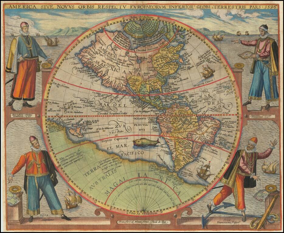 America Sive Novus Orbis Respectu Europaeorum Inferior Globi Terrestris Pars  1596