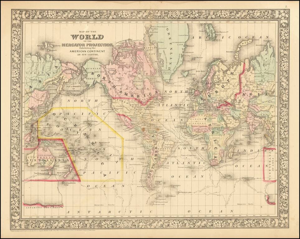 Map of the World on The Mercator Projection, Exhibiting the American Continent As Its Centre