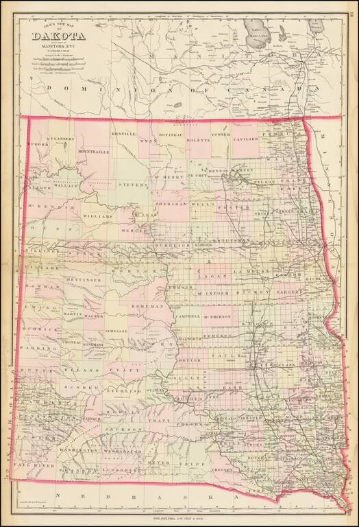 Gray's New Map of Dakota with part of Manitoba etc.