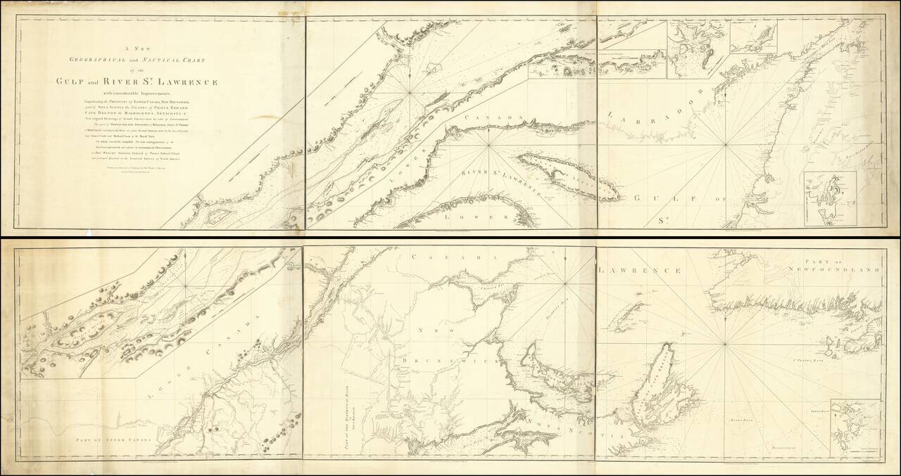 A New Geographical and Nautical Chart of the Gulf and River St. Lawrence with considerable improvements comprehending the Provinces of Lower Canada, New Brunswick, Part of Nova Scotia the Islands of Prince Edward, Cape Breton the Magdalenes, Anticosti &c.