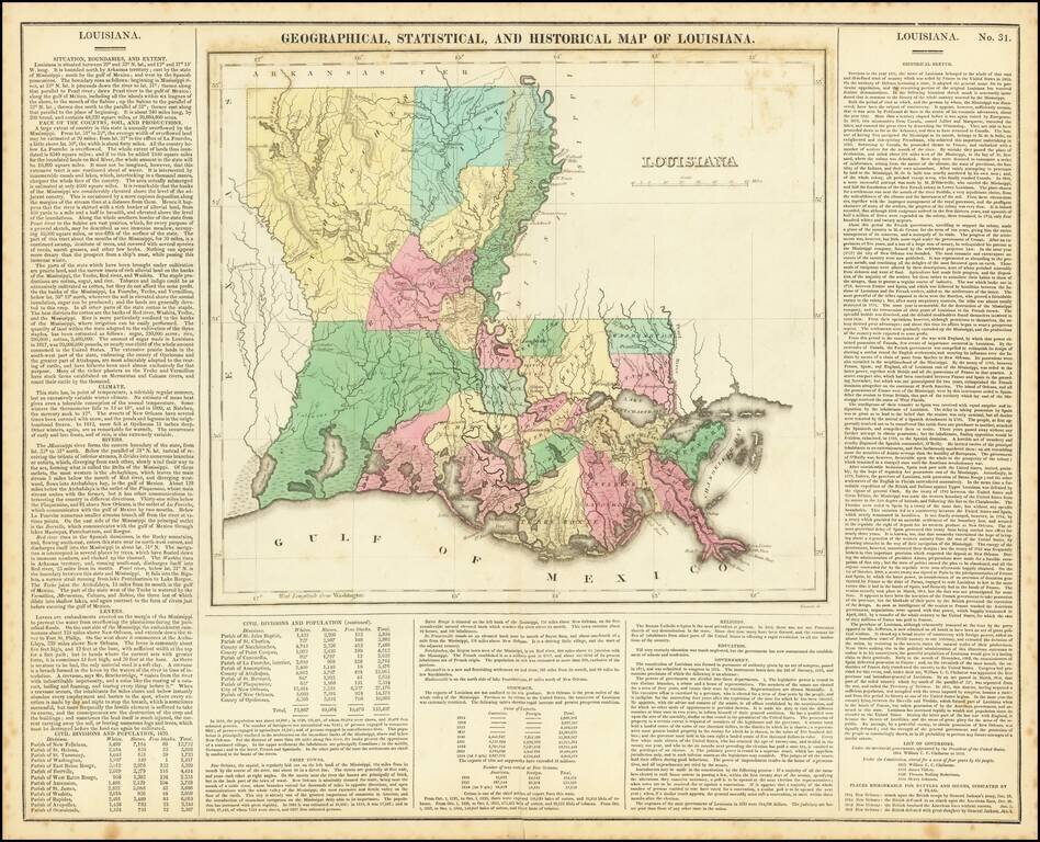 Geographical, Statistical and Historical Map of Louisiana