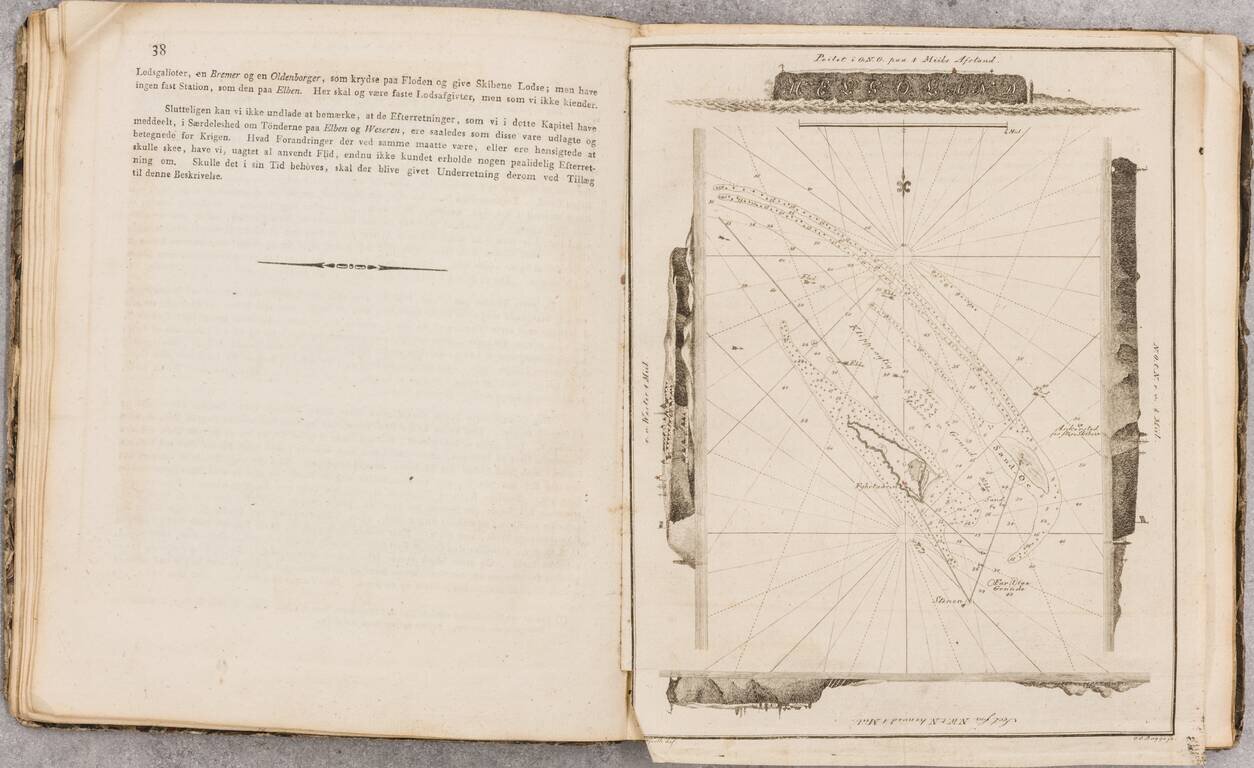 (Danish North Sea Atlas) Samling af Efterretninger for de Söefarende, henhörende til det voxende Kaart over Nord-Söen, straekkende sig fra 50o - 55' til 58o 5' Norder Brede, indeholdende Beskrivelsen over Kysterne, Fyhrene, og Söemaerkene, samt bankerne, 