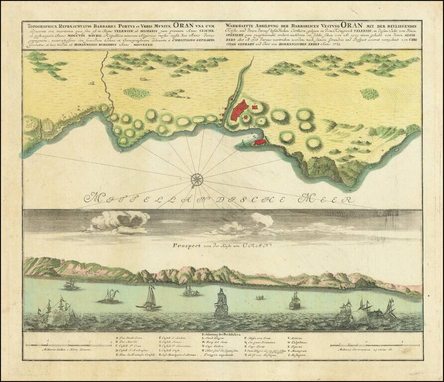 Topographica Repraesentatio Barbarici Portus et Urbis Munitae Oran una cum adjacente ora maritima, quae sita est in regno Telensin, ab Hispanis jam primum Anno . et prosteaquam Anno MDCCVIII. Mavris. reipublicae nimirum Algiericae rursus cesfit, hoc Anno 