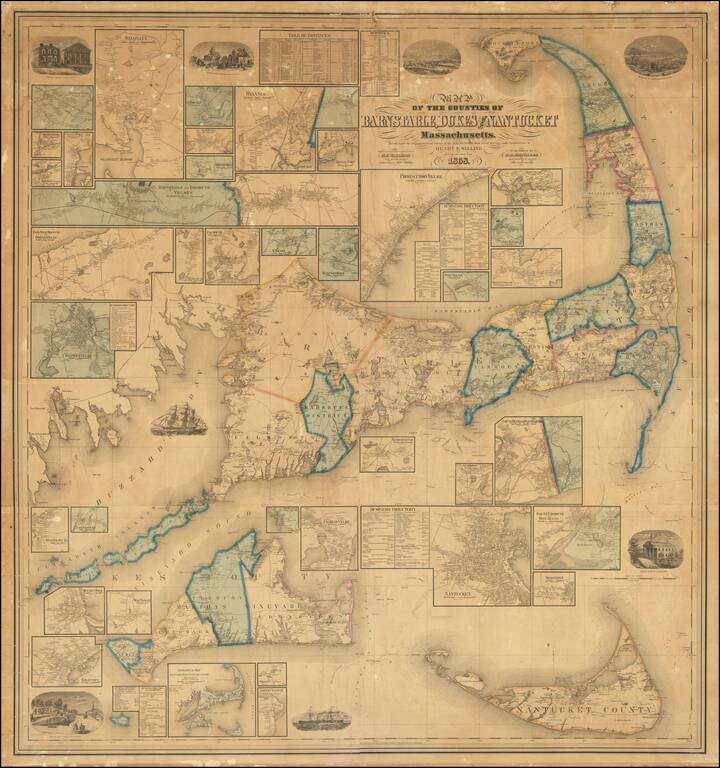 Map of the Counties of Barnstable, Dukes and Nantucket Massachusetts . . . 1858