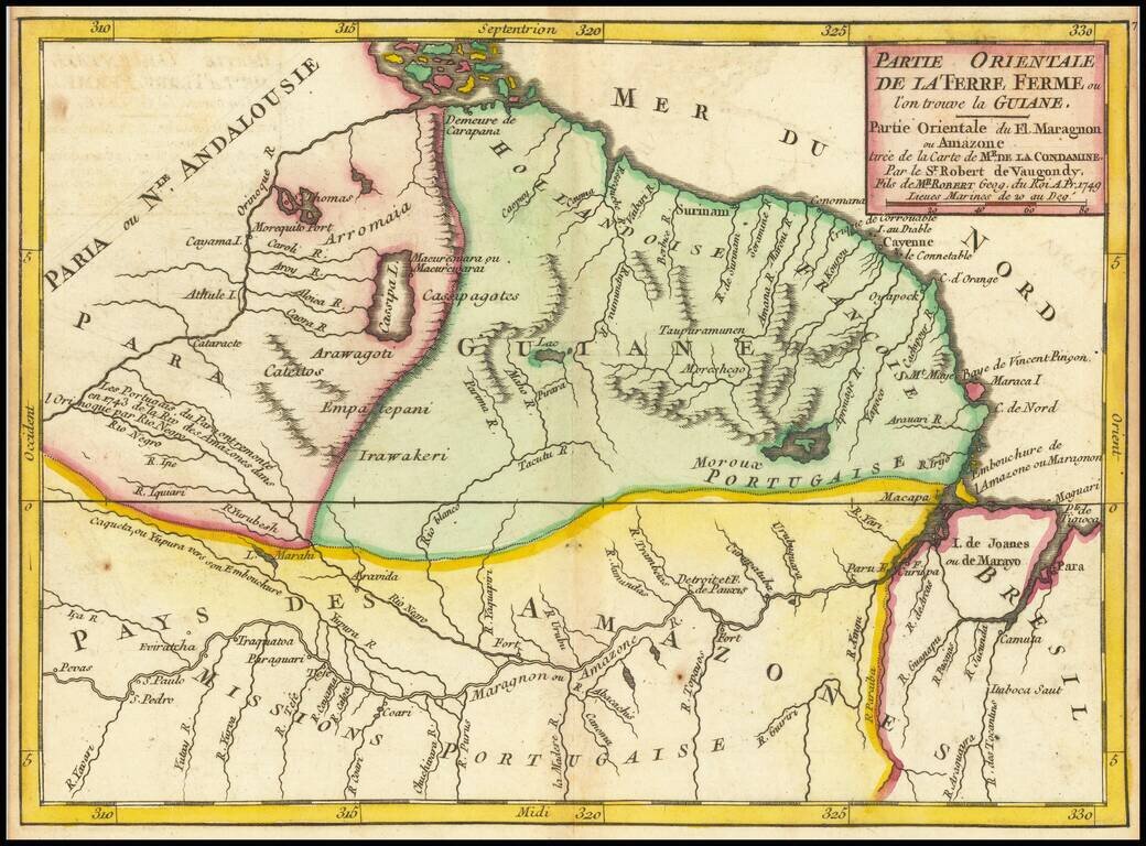 Partie Orientale de la Terre Ferme ou l'on trouve la Guiane.