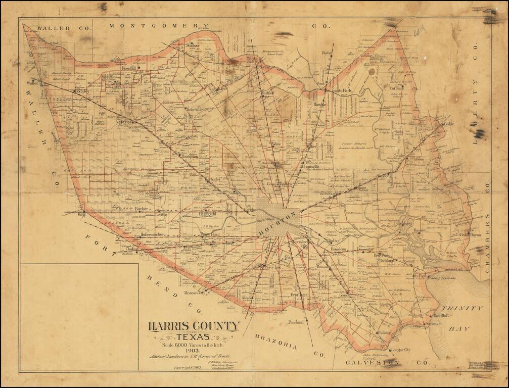 Harris County Texas Scale 6000 Varas to the Inch 1903
