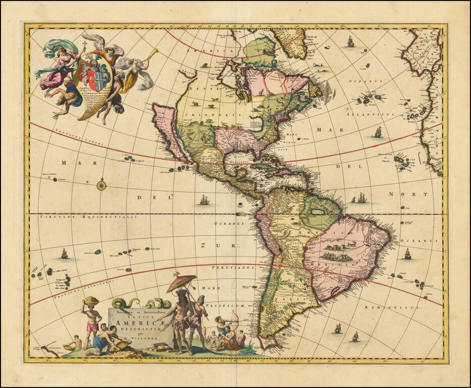 Novissima et Accuratissima Totius Americae Descriptio per N. Visscher  (California shown as an island)