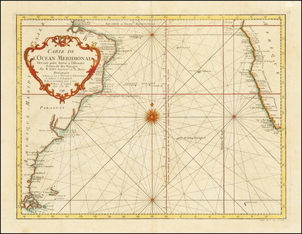 Carte de l'Ocean Meridional Dressee pour Servir a l'Histoire Generale des Voyages
