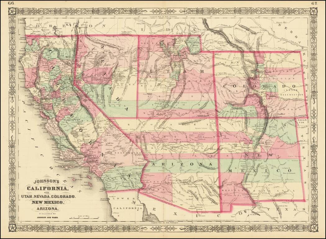 Johnson's California, with Utah, Nevada, Colorado, New Mexico and Arizona