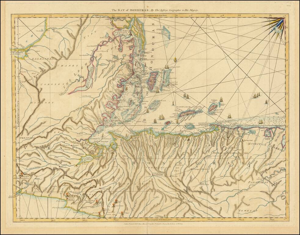 [Volcanos]  The Bay of Honduras.  By Thos. Jefferys Geographer to His Majesty