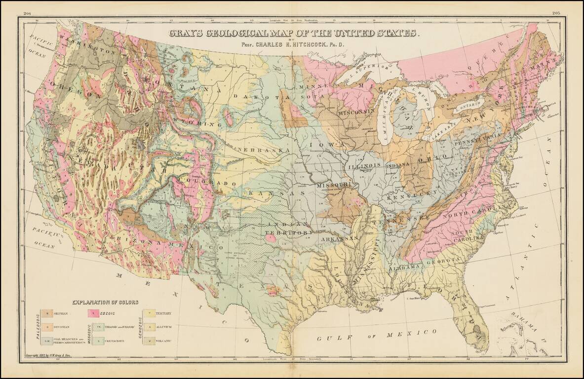 Gray's Geological Map of the United States By Charles H. Hitchcock PH.D. Professor of Geology in Dartmouth College