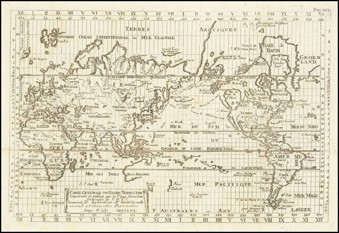 Carte Generale du Globe Terrestre Construite & publiee par le Sr. Isaac Brouckner