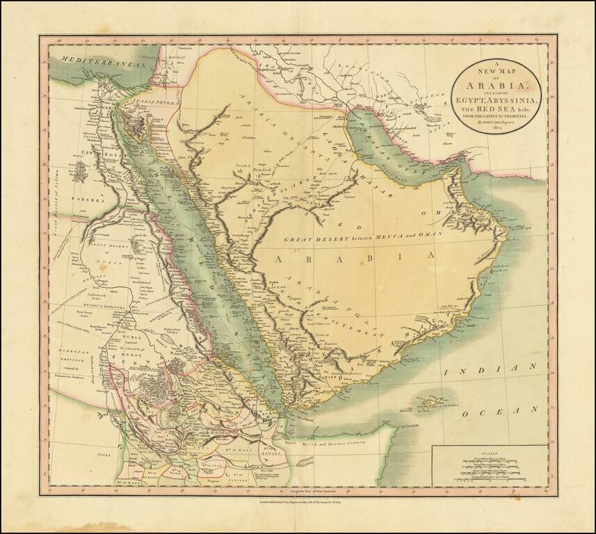 A New Map of Arabia, Including Egypt, Abyssinia, The Red Sea &c &c. . . 1804