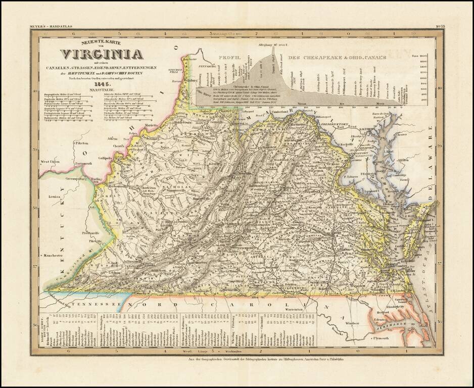 Neueste Karte von Virginia . . . 1845