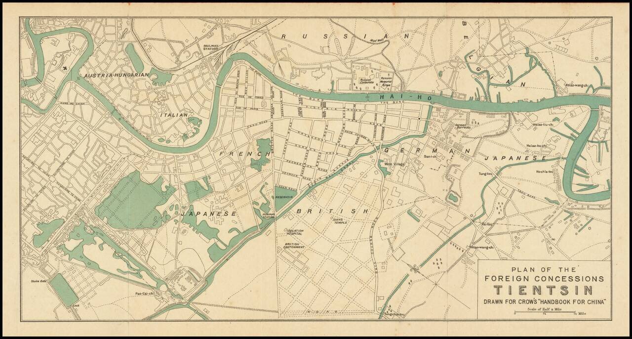 Plan of the Foreign Concessions Tientsin Drawn for Crow's Handbook for China