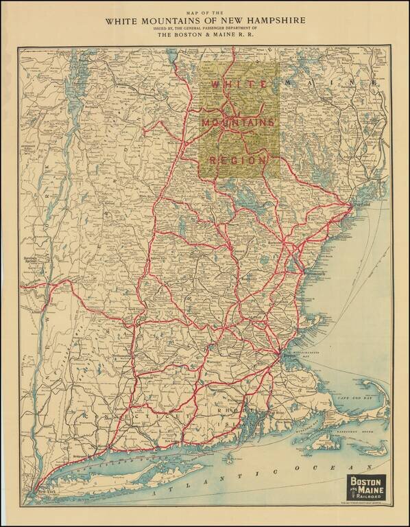 Map of the White Mountains of New Hampshire Issued By, The General Passenger Department of the Boston & Maine R. R.