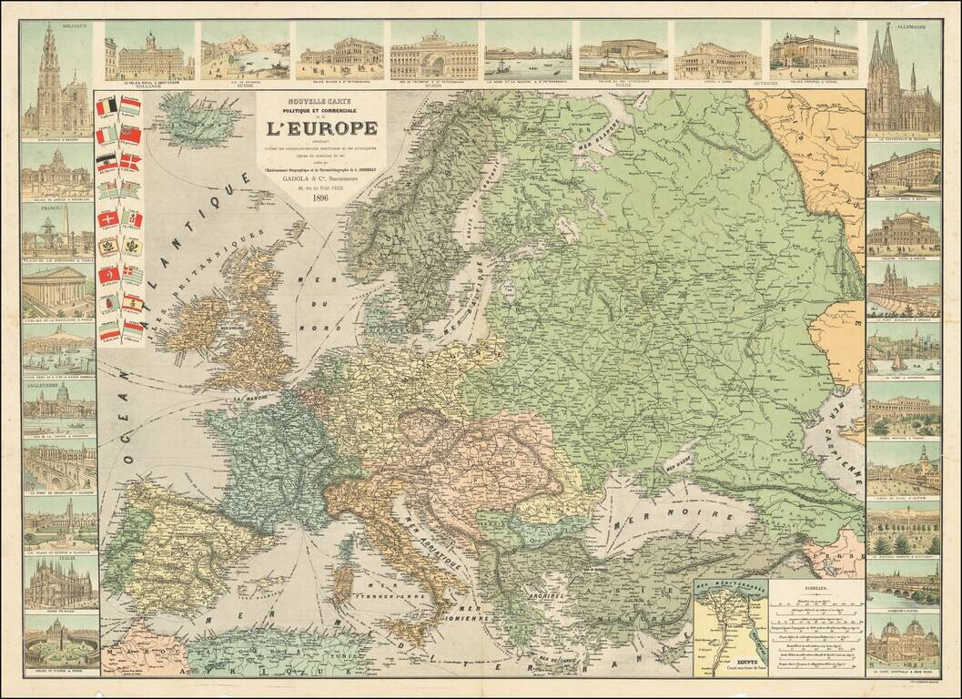 Nouvelle Carte Politique et Commerciale due L'Europe indiquant toutes les communications maritimes et les principales lignes de chemis de fer . . . .1896
